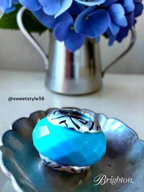 BRIGHTON "Transparency" Aqua And Silver Slider Bead TIMELESS CHIC!